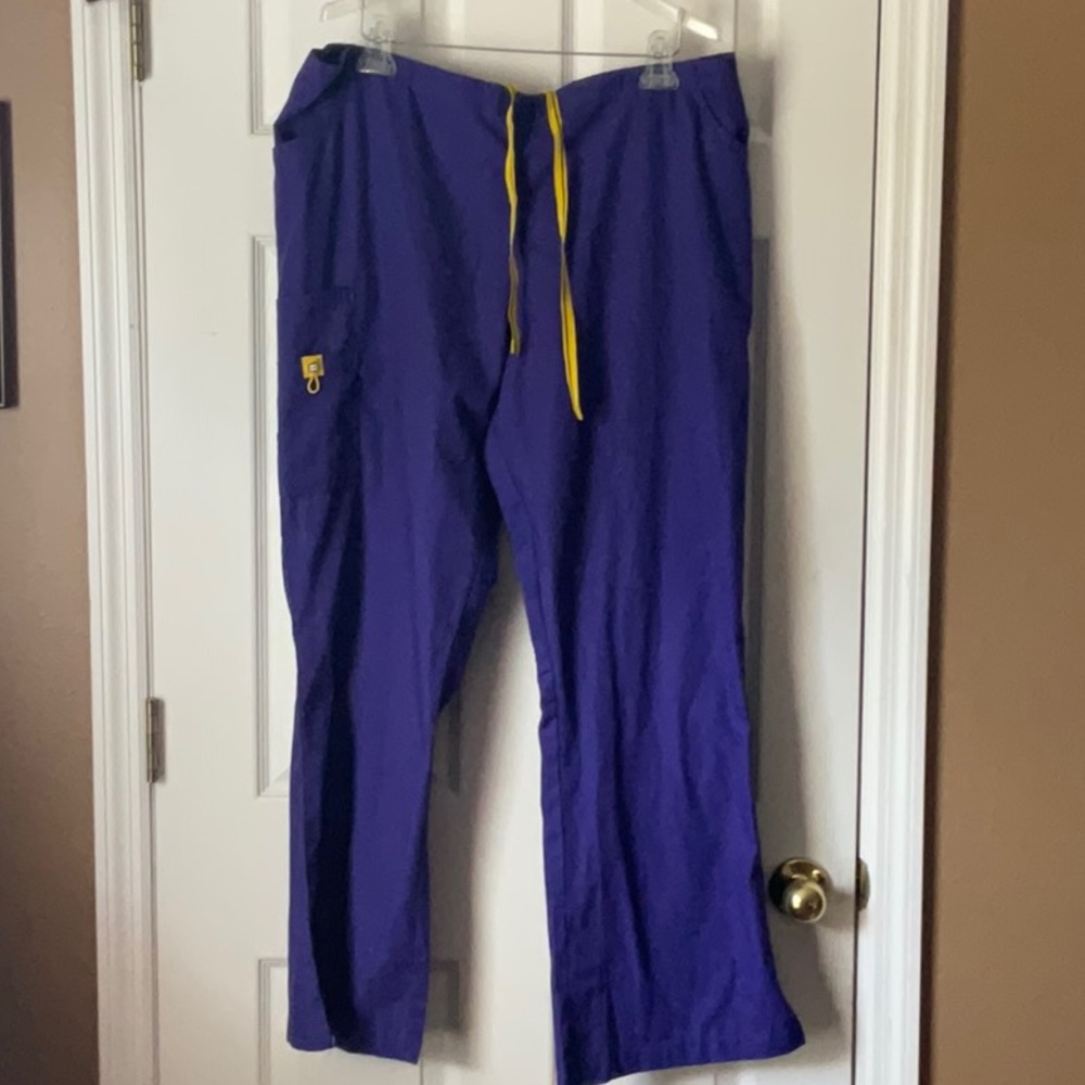 Wonderwink Women’s 5026 Plus Size Flare Drawstring EggPlant Scrub Pants Size 2XL